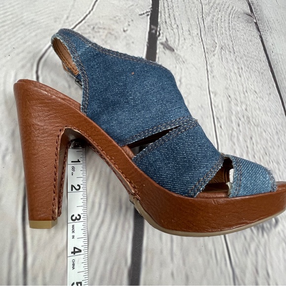 LUCKY BRAND Peggy Y2K denim platform chunky heel open toe shoes NWT, size 7 - Picture 3 of 12